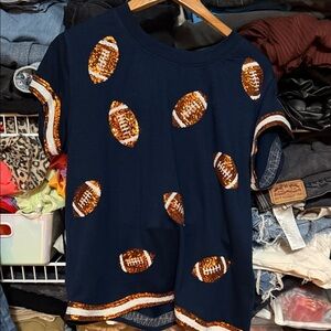 Navy Blue/ Orange Football Sequin Set